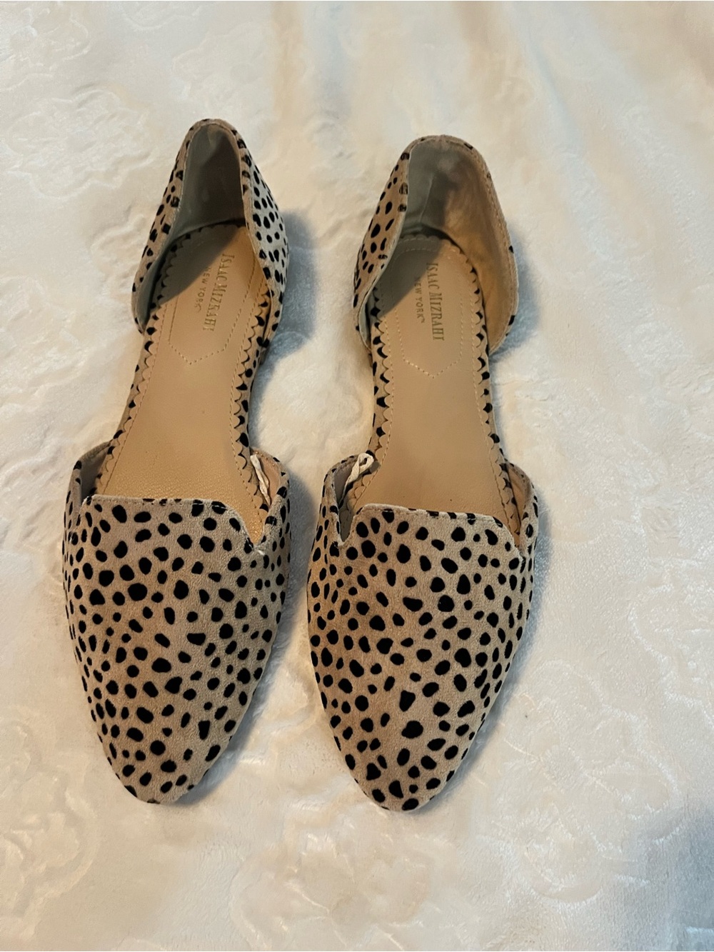 Isaac Mizrahi Leopard-Print Pointed D'Orsay Flats - Beige & Black